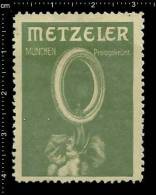 Old Original German Poster Stamp ( Cinderella, Reklamemarke Vignette) éléphant Elephant, Elefant,  METZELER AUTO TIRES - Elefanten