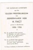 KOOLSKAMP  , JUBELFEEST  Van  PASTOOR H. FAICT + 1906 - 1956 - Historische Documenten