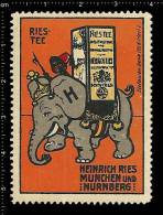 Old Original German Poster Stamp (advertising Cinderella, Reklamemarke) Elephant, Elefant, Negro, Black Americana - Elefanten