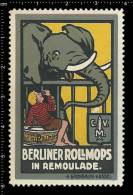 Old Original German Poster Stamp (advertising Cinderella, Vignette, Label, Reklamemarke) Elephant, Elefant - Elefanten