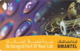 Oman,  OMN-G-48F, 2000 Oman In The New Millennium, Keypad & Globe,  2 Scans. - Oman