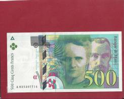 ►EB053 - Billet 500 Francs Pierre Et Marie CURIE 1995 - (A 035207714) - Très Bon état - Sans Trou D´épingle - Pli - 500 F 1994-2000 ''Pierre En Marie Curie''