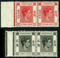 Hong Kong SG146-7 15-20c KFV Pair With Margin MNH - Ungebraucht