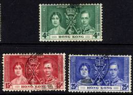 Hong Kong 1937 GVI Coronation With Different Cancels VFU - Usati
