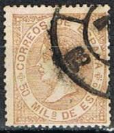 Sello 50 Mils Isabel II 1867, Rueda Carreta 30 De JAEN, Num 98 º - Usados