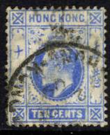 Hong Kong 1907-11 KEVII 10c Wmk Mult Crown CA VFU - Usados