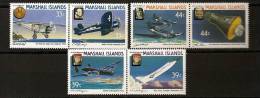 Marshall 1987 N° 140 / 5 ** Avion, Aviation, Charles Lindbergh, Bridgeman, Kwajalein, Douglas, Glenn, Espace, Skyrocket - Marshallinseln