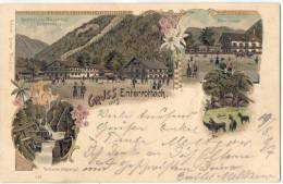 Gruss Aus Enter Rottach Egern Gasthof Zum Wasserfall Dependance Color Litho 1897 - Miesbach