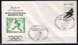 ALLEMAGNE  FDC   Cachet  WUPPERTAL 2   Le  5-5- 1972   JO 1972    Hockey Sur Glace Football Fussball - Briefe U. Dokumente