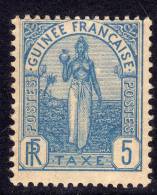 Guinée Française  Taxe  N° 1 X ,  Femme Du Fouta-Djalon : 5 C. Bleu Trace De Charnière SinonTB - Neufs