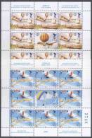 Jugoslawien – Yugoslavia 2005 Centenary Of The World Air Sports Federation (FAI) Mini Sheets Of 8 + Label MNH - Blocks & Sheetlets