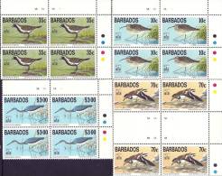 Barbados 1994 Birds Aves Oiseaux Vegels HONG KONG 94  Plover Heron Set Of 4 On Block Of 4 MNH And Info Sheet (offer) - Palmípedos Marinos