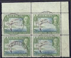 Bermuda 1941 Birds Aves Oiseaux Vegels  Tropicbirds White-tailed Tropicbird - Phaethon Lepturus Block Of 4 Cancel - Albatros