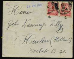 Kleiner Brief Mit Mi.N° 217 = 5 Millionen Als Paar, Abgestempelt In Stuttgart Am 25 Okt. 1923 Gelaufen Nach Harlem In Ho - Autres & Non Classés