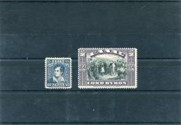 1924-Greece- "Lord Byron" Complete Set MNH(80l.)/MH(2dr.) - Unused Stamps