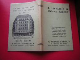 ANCIEN PROTEGE LIVRE 18CM X 12 CM PUBLICITE / PUBLICITAIRE LIBRAIRIE JOSEPH GIBERT  30 BD ST MICHEL 75006 PARIS - Book Covers
