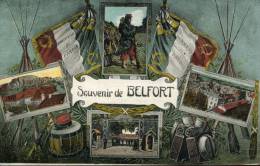 90-TERRITOIRE DE BELFORT--BELFORT / SOUVENIR  DRAPEAUX   ECRITE ‹(•¿• )› - Belfort - Stadt