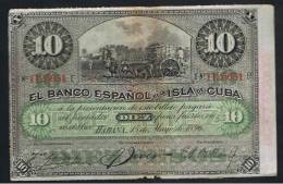 10 Pesos  Banco Español Isla De Cuba 1896 - Altri & Non Classificati