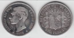 **** ESPAGNE - SPAIN - 1 PESETA 1876 ALFONSO XII - ARGENT - SILVER **** EN ACHAT IMMEDIAT - Eerste Muntslagen