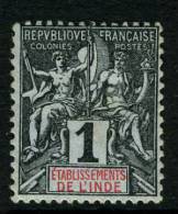 French:Indian Set. SG1 1892 1c  MH - Sonstige & Ohne Zuordnung