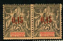 French:Indian Set. SG22 1903 0,15 On 25c Pair MH - Autres & Non Classés