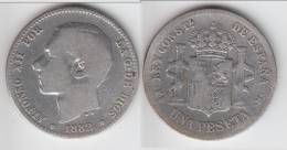 **** ESPAGNE - SPAIN - 1 PESETA 1882 ALFONSO XII - ARGENT - SILVER **** EN ACHAT IMMEDIAT - Primeras Acuñaciones