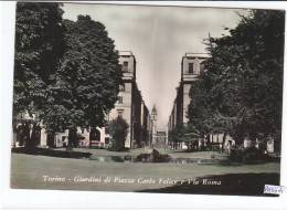 PO5571# TORINO - GIARDINI DI PIAZZA CARLO FELICE E VIA ROMA - Acquerellata   VG 1956 - Parchi & Giardini