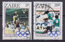 Zaire 1984 Mi. 861, 865 Olympische Sommerspiele Olympic Games, Los Angeles Basketball Fussball - Usati