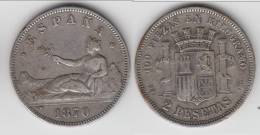 **** ESPAGNE - SPAIN - 2 PESETAS 1870 (1874) DE-M ESPANA - ARGENT - SILVER **** EN ACHAT IMMEDIAT - Premières Frappes