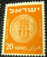 Israel 1949 Ancient Jewish Coin 20pr - Mint - Unused Stamps (without Tabs)