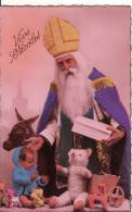 Carte Postale Fantaisie De SAINT-NICOLAS Avec JOUET-POUPEE-POUPON-OURS PELUCHE-ANE- - Santa Claus