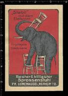 Old Original German Poster Stamp (advertising Cinderella, Vignette, Reklamemarke) Elephant, Elefant, - Elefanten