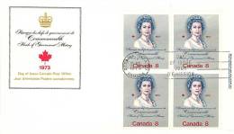 1973  Royal Visit  - Visite Royale  Sc 620   UR  Plate Block Of 4 - 1971-1980