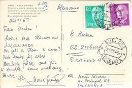 POSTAL SALAMANCA CON SELLOS BASICA FRANCO Y MAT SUC-2 - Covers & Documents