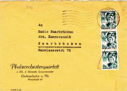 9369# ALLEMAGNE OCCUPATION FRANCAISE PFALZ LETTRE Ob LUDWIGSHAFEN RHEINLAND 1949 Pour SAARBRÜCKEN SAAR SARRE DEUTSCHLAND - Renania-Palatinato