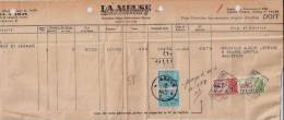 BELGIQUE : 1947:Facture LA MEUSE Luxembourg:pour Mr Lefevre,ROCHEFORT.Timbres725.oblit ARLON. - Canadá