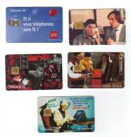 Lot 5 Télécartes Illustrées : SFR, SNCF, BNVT……, Années 1995, Puces : 1 SC7, 1 GEM2, 3 SO3 - 1995