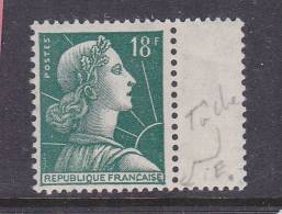 FRANCE N° 1011A 18F VERT FONCE TYPE MULLER TACHE APRES LE E DE FRANCAISE NEUF SANS CHARNIERE - Ungebraucht