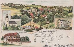 AK Gruss Aus Weigersdorf Panorama, Kirche, Gasthaus Zampo, Obere Schule Color Gel. 4.6.1900 - Görlitz