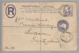 Grossbritanien 1895-06-04 London R-Ganzsache Mit 5 P. Mi#93 Nach Luzern - Storia Postale