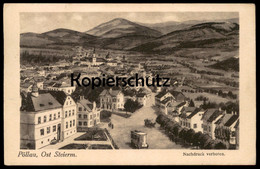 ALTE POSTKARTE PÖLLAU OST STEIERMARK Bus Kutsche Steiermark Radierung ? Etching Gravure Postcard Marke Posthorn 2 Kronen - Pöllau