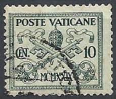 1929 VATICANO USATO CONCILIAZIONE 10 CENT - VTU002-9 - Oblitérés