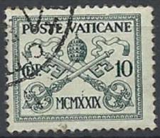 1929 VATICANO USATO CONCILIAZIONE 10 CENT - VTU002-11 - Oblitérés