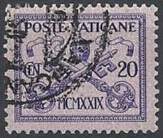 1929 VATICANO USATO CONCILIAZIONE 20 CENT - VTU003-3 - Oblitérés