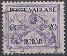 1929 VATICANO USATO CONCILIAZIONE 20 CENT - VTU003-7 - Oblitérés