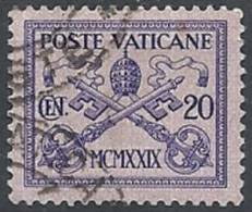 1929 VATICANO USATO CONCILIAZIONE 20 CENT - VTU003-13 - Usati