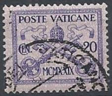 1929 VATICANO USATO CONCILIAZIONE 20 CENT - VTU003-14 - Gebraucht