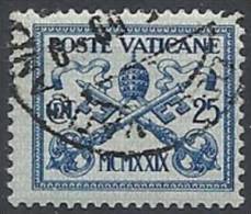 1929 VATICANO USATO CONCILIAZIONE 25 CENT - VTU004 - Gebraucht