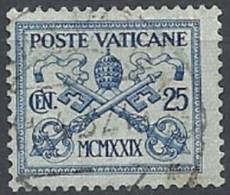 1929 VATICANO USATO CONCILIAZIONE 25 CENT - VTU004-4 - Gebraucht