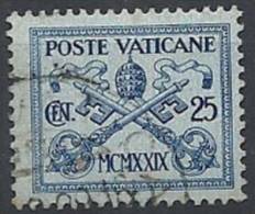 1929 VATICANO USATO CONCILIAZIONE 25 CENT - VTU004-6 - Gebraucht